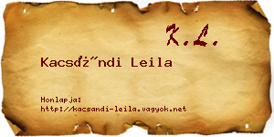 Kacsándi Leila névjegykártya